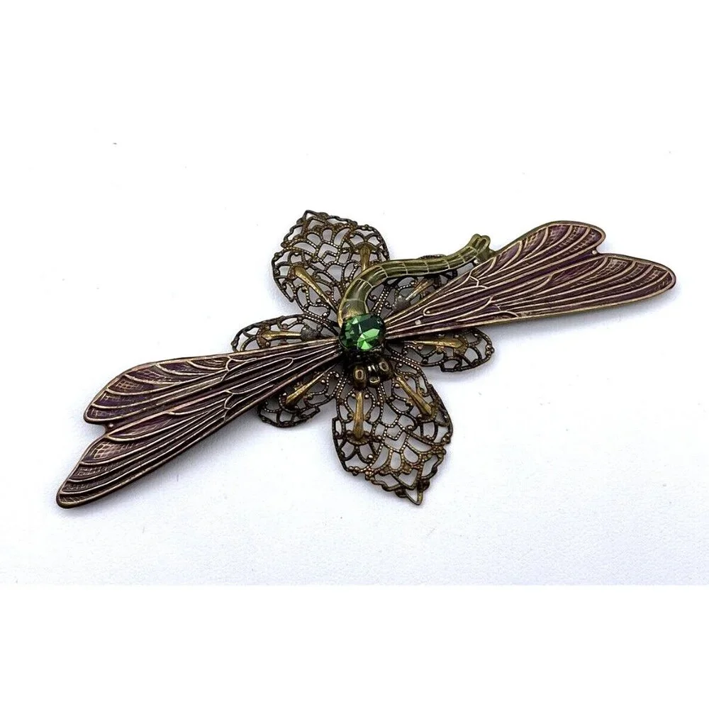 Vintage Sadie Green Signed Dragonfly Brooch Pin